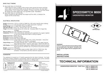 SPEEDSWITCH M800 - 4B Braime Elevator Components