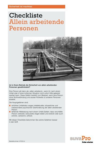 Checkliste Allein arbeitende Personen