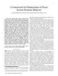 A Framework for Enhancement of Power System Dynamic Behavior