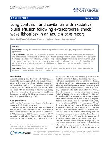 Lung contusion and cavitation with exudative plural effusion ...