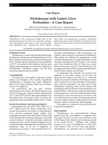 Trichobezoar with Gastric Ulcer Perforation - A Case Report