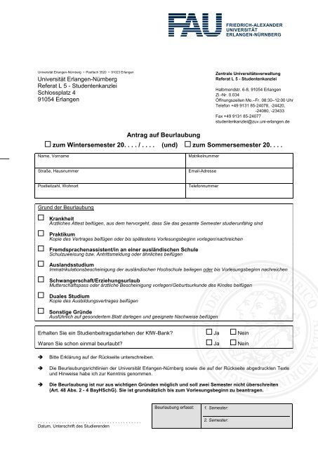 Antrag - Friedrich-Alexander-Universität Erlangen-Nürnberg