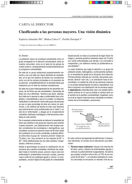 Clasificando a las personas mayores. Una visión dinámica - SAMFyC