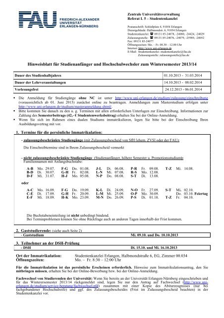 Hinweisblatt - Friedrich-Alexander-Universität Erlangen-Nürnberg