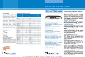 Audiocodes Mediant 800 Gateway Datasheet ... - VoIPon Solutions