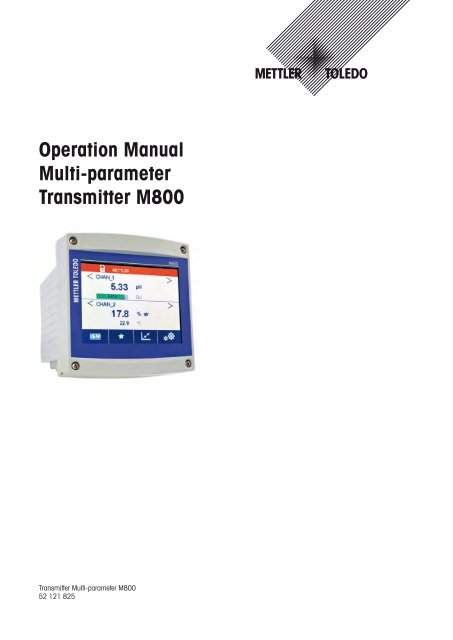 Operation Manual Transmitter M800 Multiparameter - Mettler Toledo