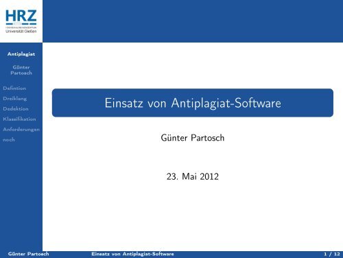 Einsatz von Antiplagiat-Software