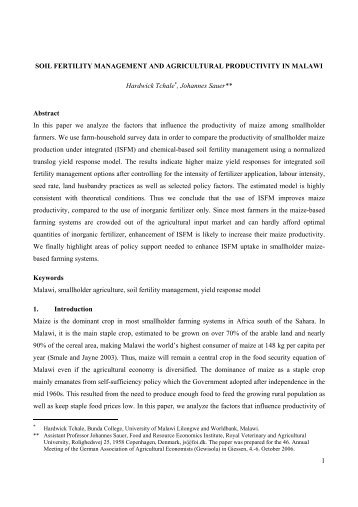 1 SOIL FERTILITY MANAGEMENT AND AGRICULTURAL ...