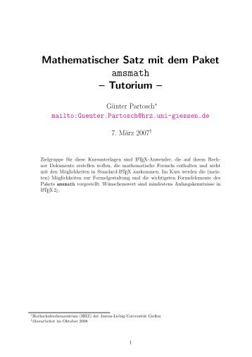 Mathematischer Satz mit dem Paket amsmath - Justus-Liebig ...