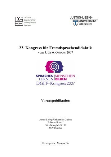 22. Kongress für Fremdsprachendidaktik - Justus-Liebig-Universität ...