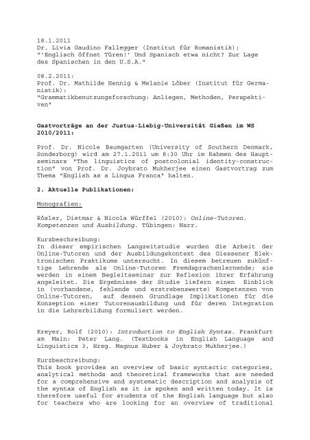 EL-Newsletter Nr. 09, WS 2010/11 - Justus-Liebig-Universität Gießen