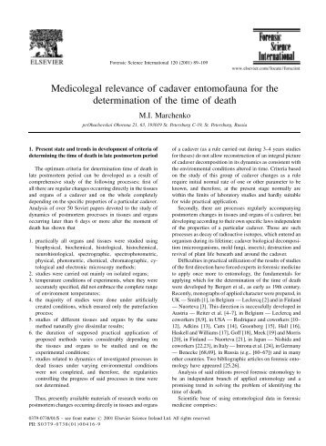 Medicolegal relevance of cadaver entomofauna for the ...