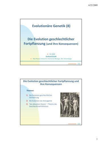 Evolutionäre Genetik (8) Die Evolution geschlechtlicher