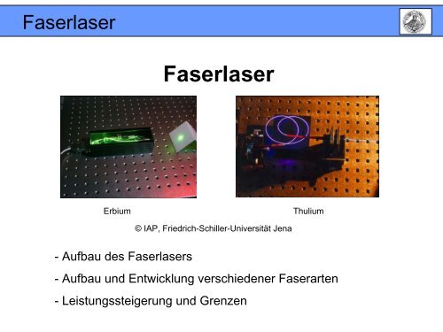 Faserlaser - Friedrich-Schiller-Universität Jena