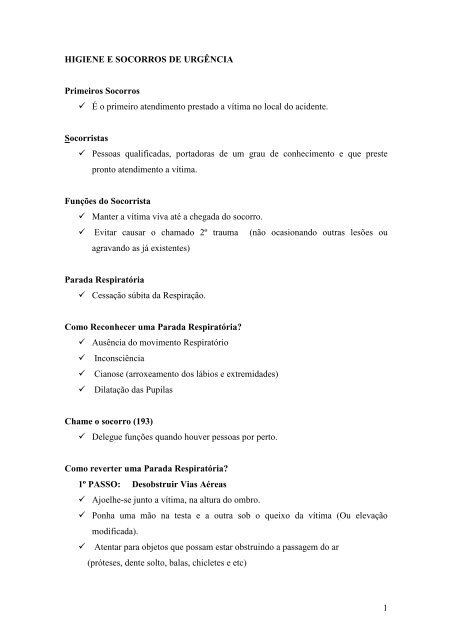 Questionário Primeiro Socorros, PDF, Queimadura