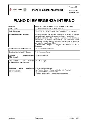 PDEL_2012_0000607_Piano Emergenza Interno al ... - Aou Sassari