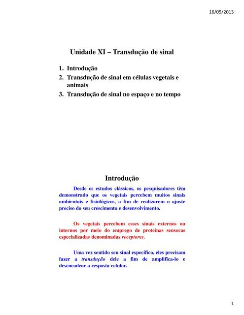 Transdução de Sinal - Fisiologia Vegetal - UFC