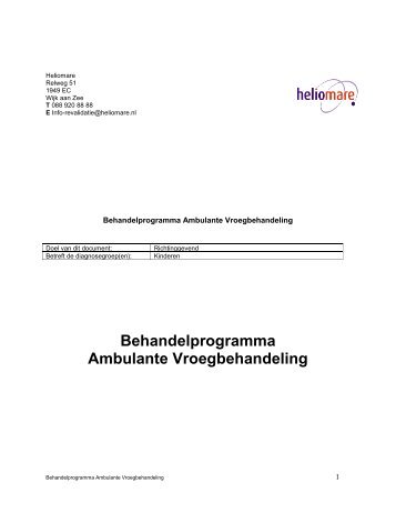 Behandelprogramma Ambulante Vroegbehandeling - Heliomare