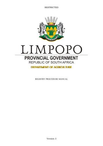 Registry Procedure Manual - Limpopo Department of Agriculture