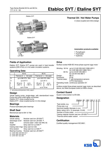 Syt Botl Etabloc SYT / Etaline SYT - KSB - Atlantic