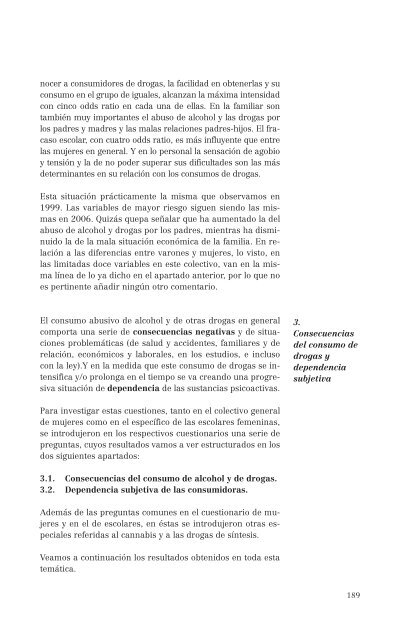 El consumo de alcohol y otras drogas entre las mujeres.