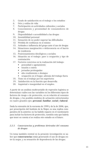 El consumo de alcohol y otras drogas entre las mujeres.