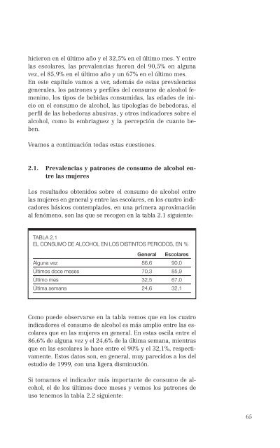 El consumo de alcohol y otras drogas entre las mujeres.