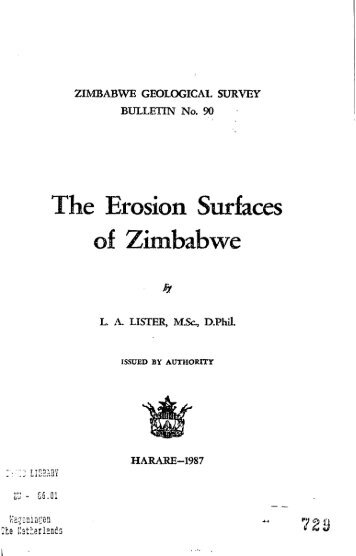 The Erosion Surfaces of Zimbabwe