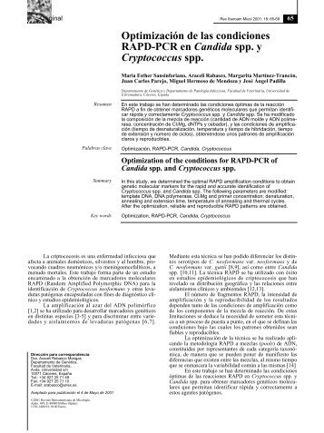 Optimización de las condiciones RAPD-PCR en Candida spp. y ...