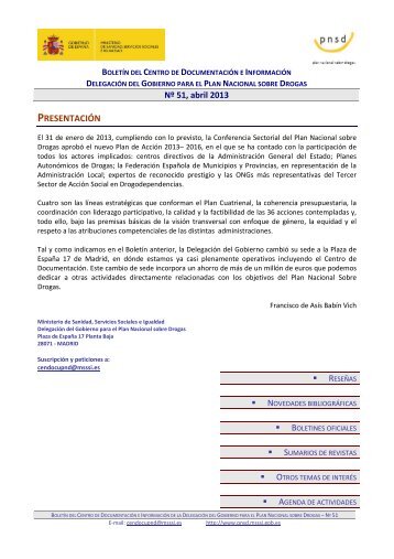 PRESENTACIÓN - Plan Nacional sobre drogas