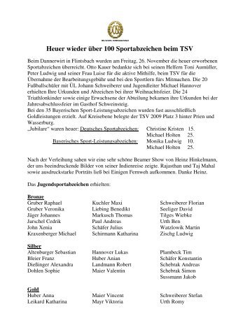 Heuer wieder über 100 Sportabzeichen beim TSV - TSV Brannenburg