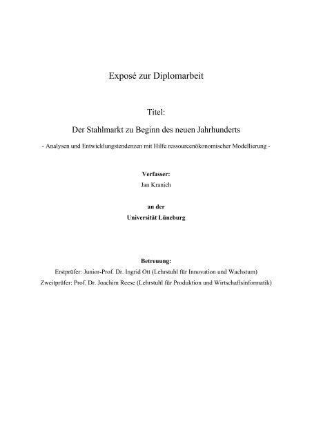Exposé zur Diplomarbeit - Leuphana Universität Lüneburg