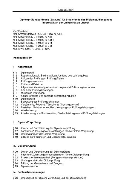 Prüfungsordnung - Universität zu Lübeck