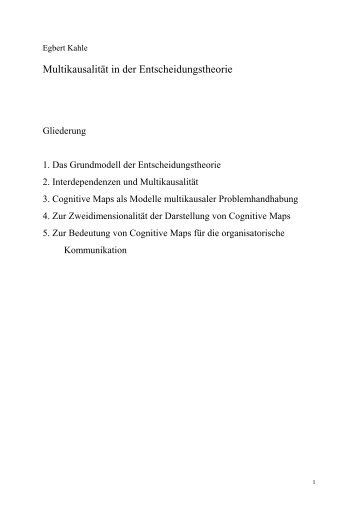 Multikausalität in der Entscheidungstheorie - Leuphana Universität ...