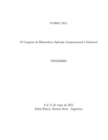 III MACI 2011 III Congreso de Matemática Aplicada ... - ASAMACI