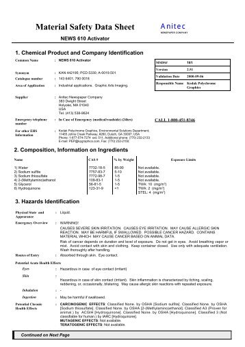 Material Safety Data Sheet