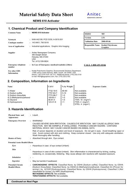 Material Safety Data Sheet