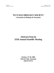 XXII Annual Scientific Meeting, Tucuman Biology Society ...