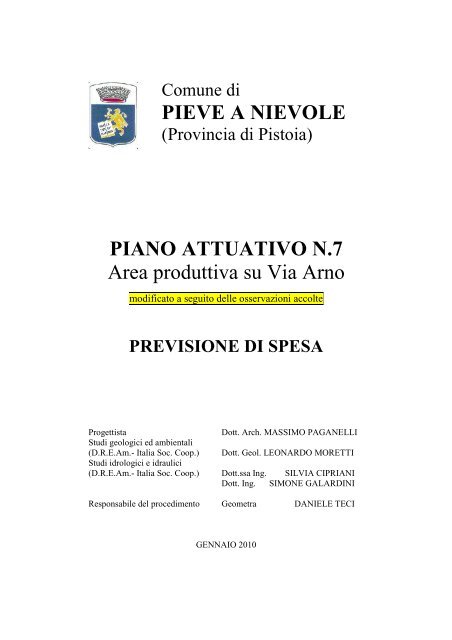 Allegato F Previsione di spesa - Comune di Pieve a Nievole