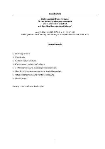 Studiengangsordnung/PO5 - Universität zu Lübeck