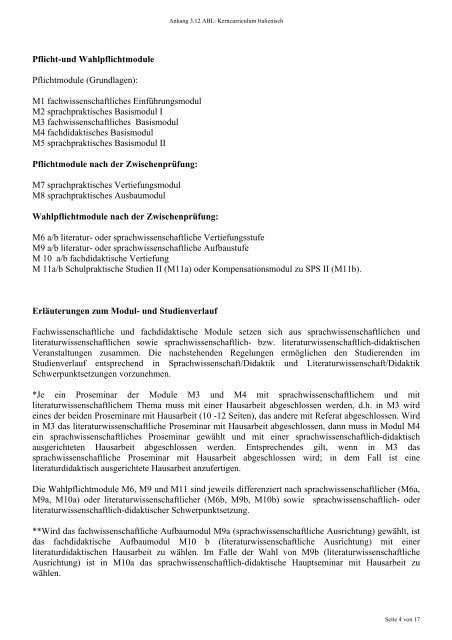 Kerncurriculum Italienisch - Philipps-Universität Marburg