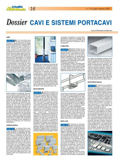 Dossier Cavi e sistemi portacavi