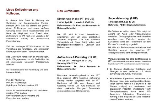 IPT Curriculum Marburg IVV Flyer 2011 - uni-marburg