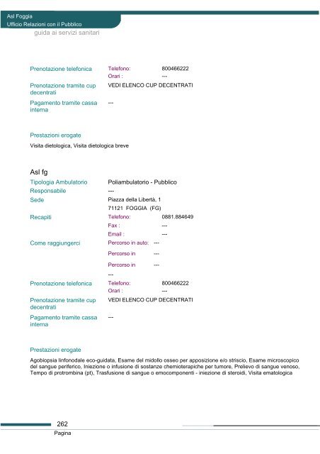 Asl Foggia - Portale Regionale della Salute