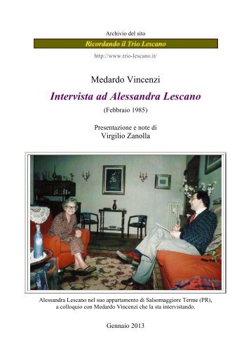 Intervista ad Alessandra Lescano - Ricordando il Trio Lescano