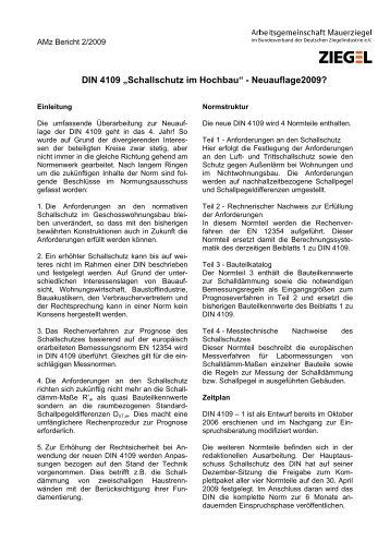 DIN 4109 "Schallschutz im Hochbau" - Neuauflage 2009? - Unipor