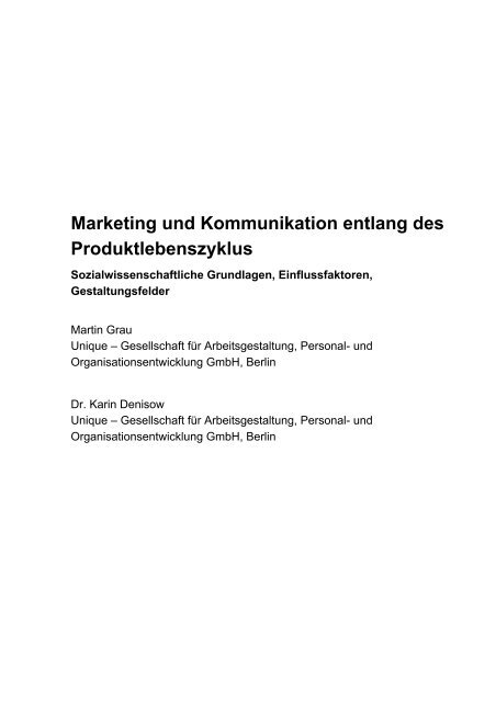 Marketing und Kommunikation entlang des Produktlebenszyklus