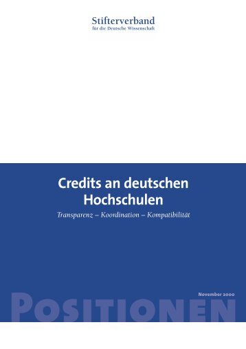 Credits an deutschen Hochschulen - Stifterverband für die Deutsche ...