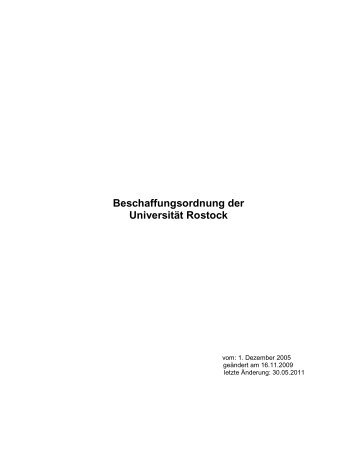 Beschaffungsordnung der - Universität Rostock