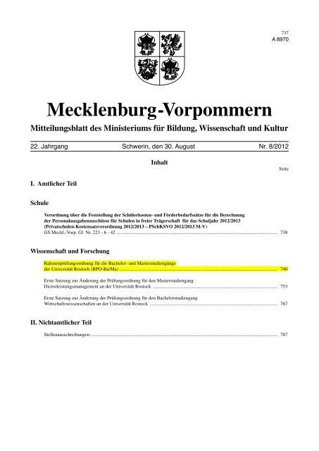 Rahmenprüfungsordnung für die Bachelor- und Masterstudiengänge